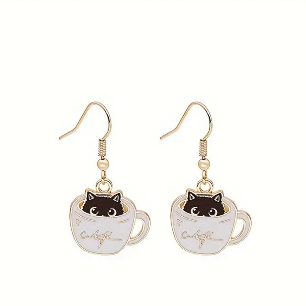 Sale! Perfect Morning Earrings (Coffee & Kitty Cats)
